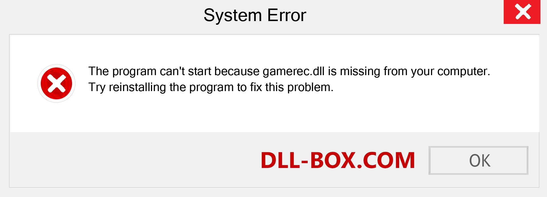  gamerec.dll file is missing?. Download for Windows 7, 8, 10 - Fix  gamerec dll Missing Error on Windows, photos, images
